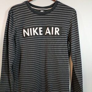 Nike Air Striped Long Sleeve Black/Gray Top T Shirt 930461 060 Size S